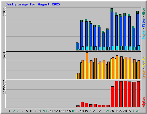 Daily usage for August 2025