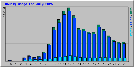 Hourly usage for July 2025