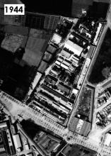 Vista aérea de la fábrica de Las Carolinas donde hoy está la facultad de Economicas Año 1944